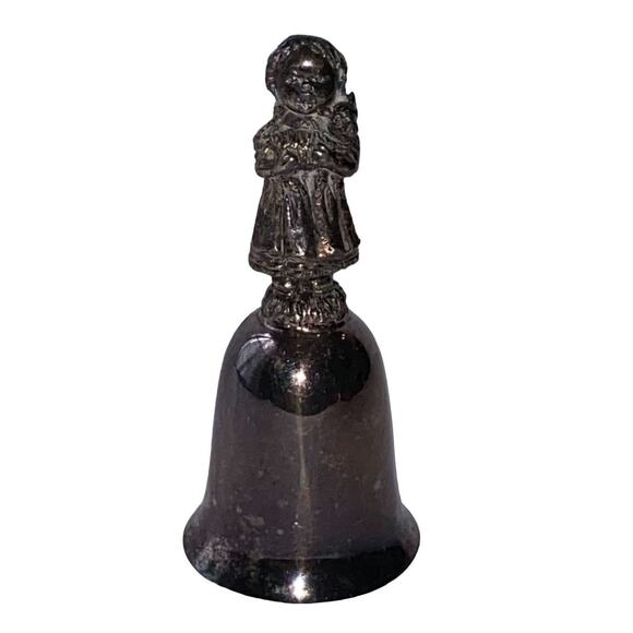 New England Collectors Society Bell Girl with Rabbit Silver Plate Bunny - Picture 2 of 9